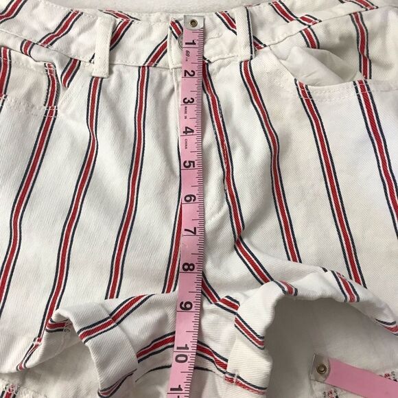 PacSun Women's 26 Pinstripe Mom Shorts White Denim Nautical Preppy Fisherman - Picture 8 of 9